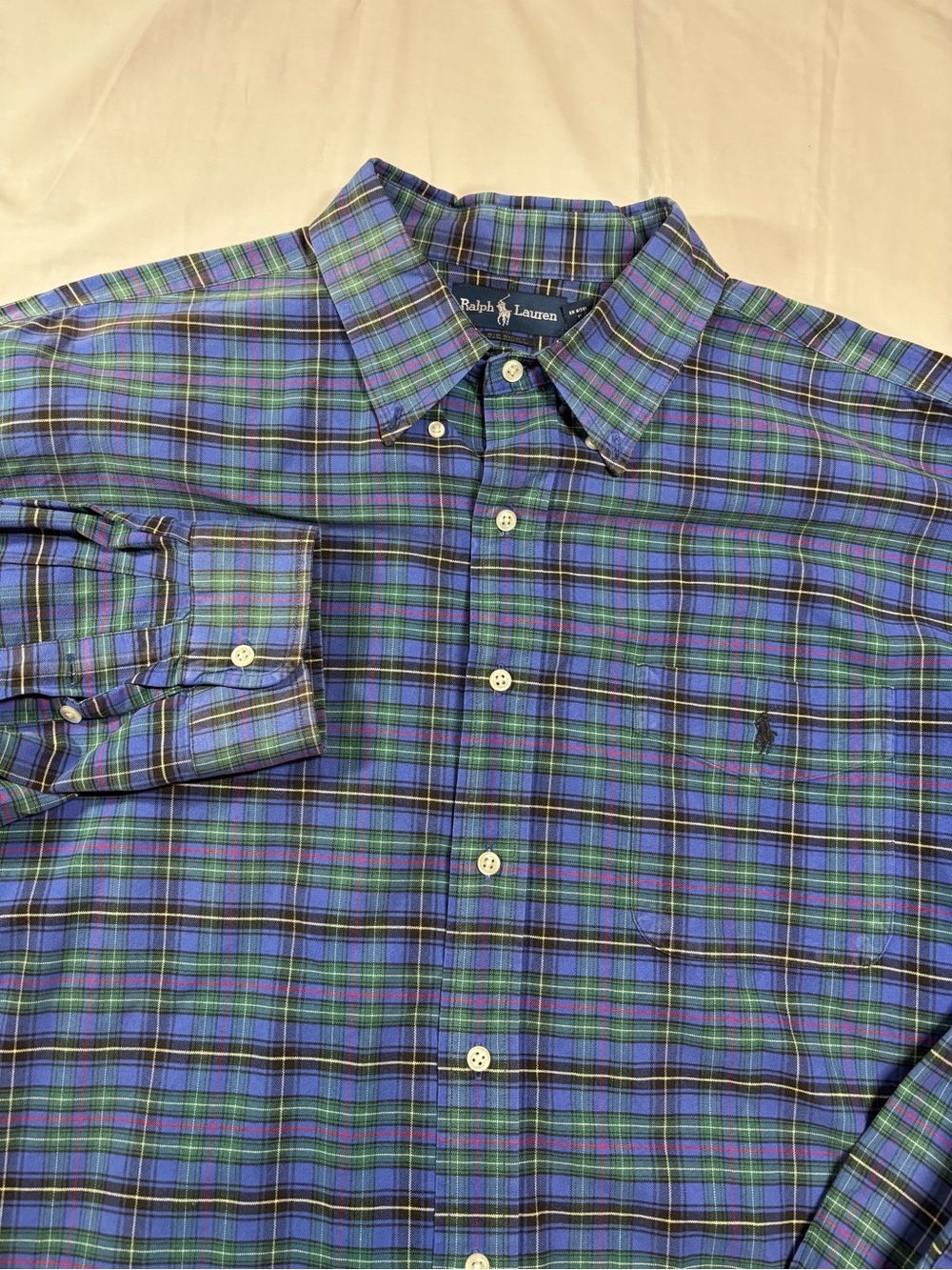 Polo Ralph Lauren Men's Long Sleeve Plaid Big Shrit Size 2XL XXL Blue Green